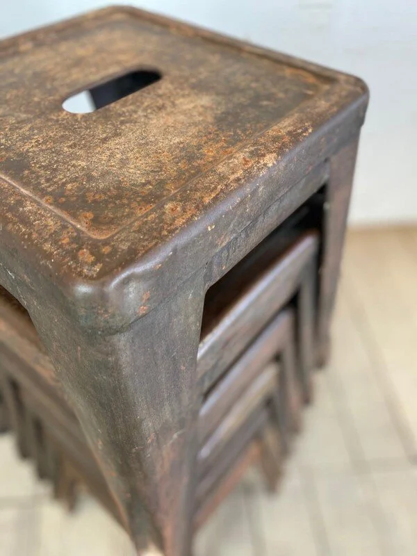 Set Of 6 Vintage Industrial French Tolix Stools — Vintage